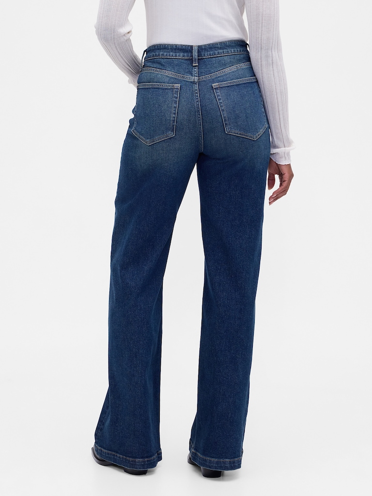 Curvy High Rise Stride Wide-Leg Jeans