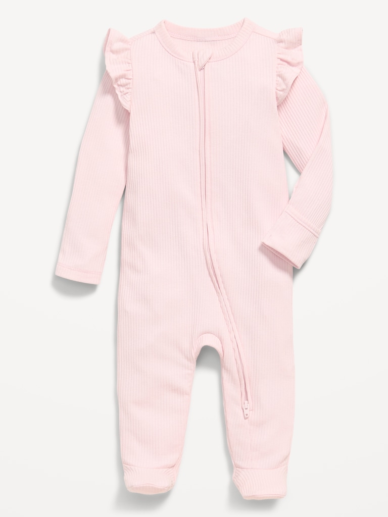 Ribbed 2-Way-Zip Sleep & Play Footed One-Piece for Baby