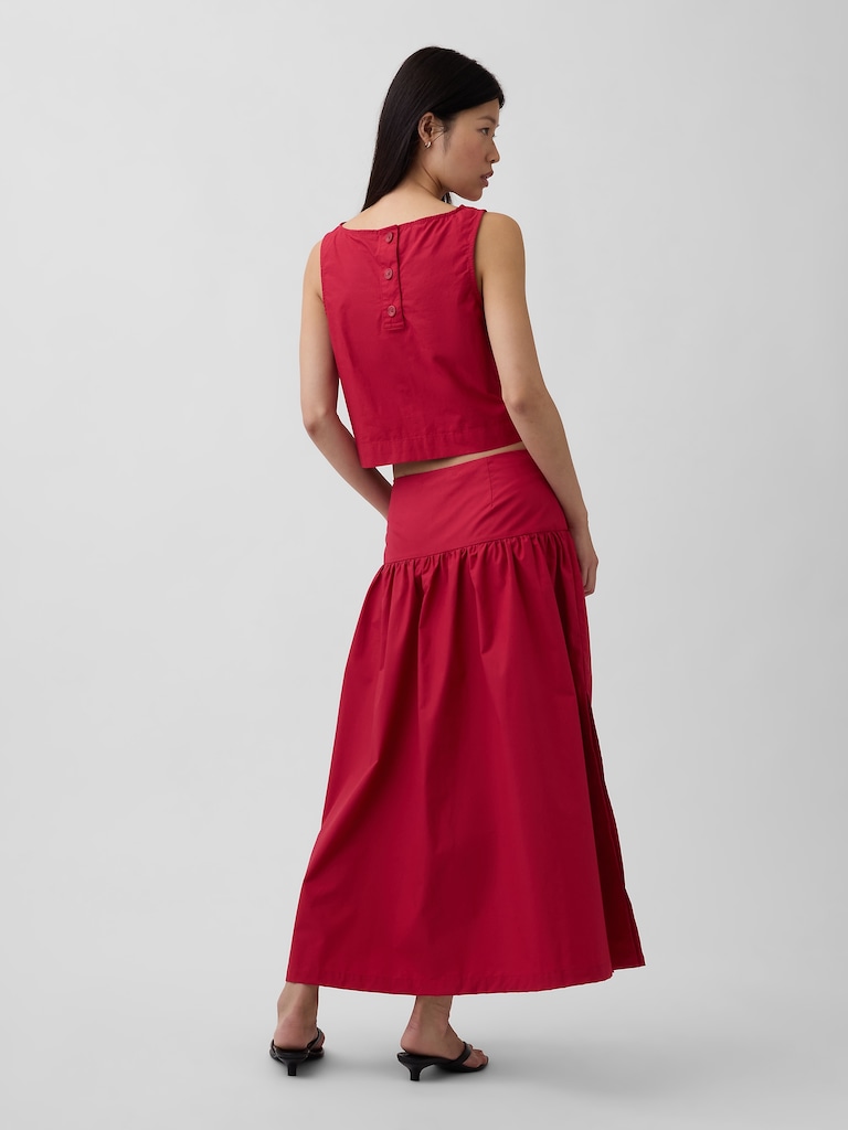 Poplin Drop-Waist Maxi Skirt