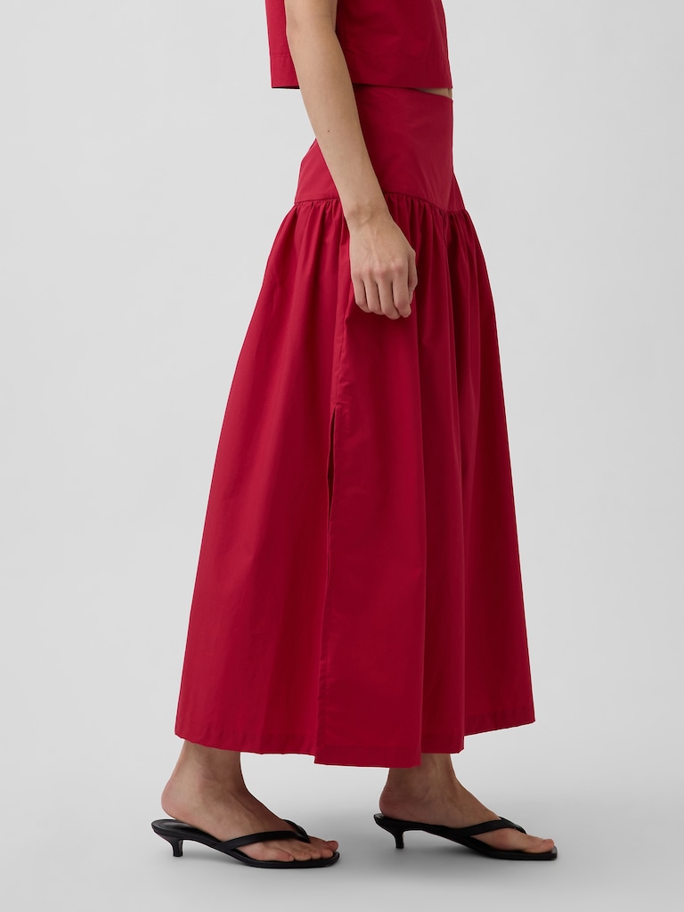 Poplin Drop-Waist Maxi Skirt
