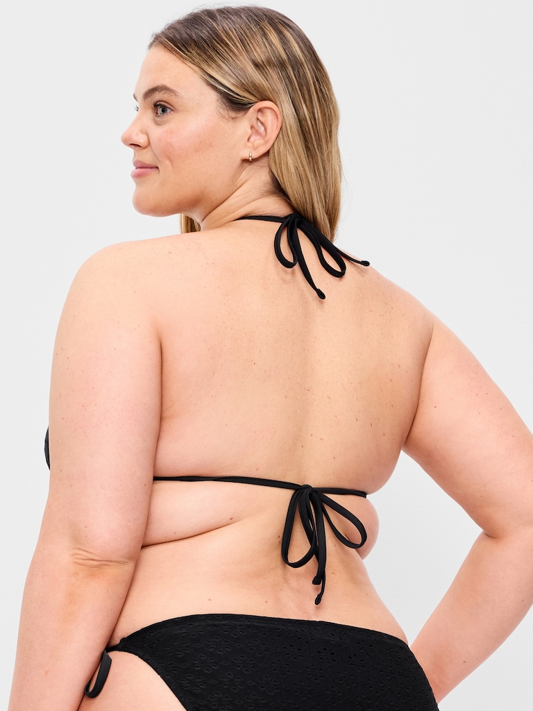 Eyelet Triangle String Bikini Swim Top