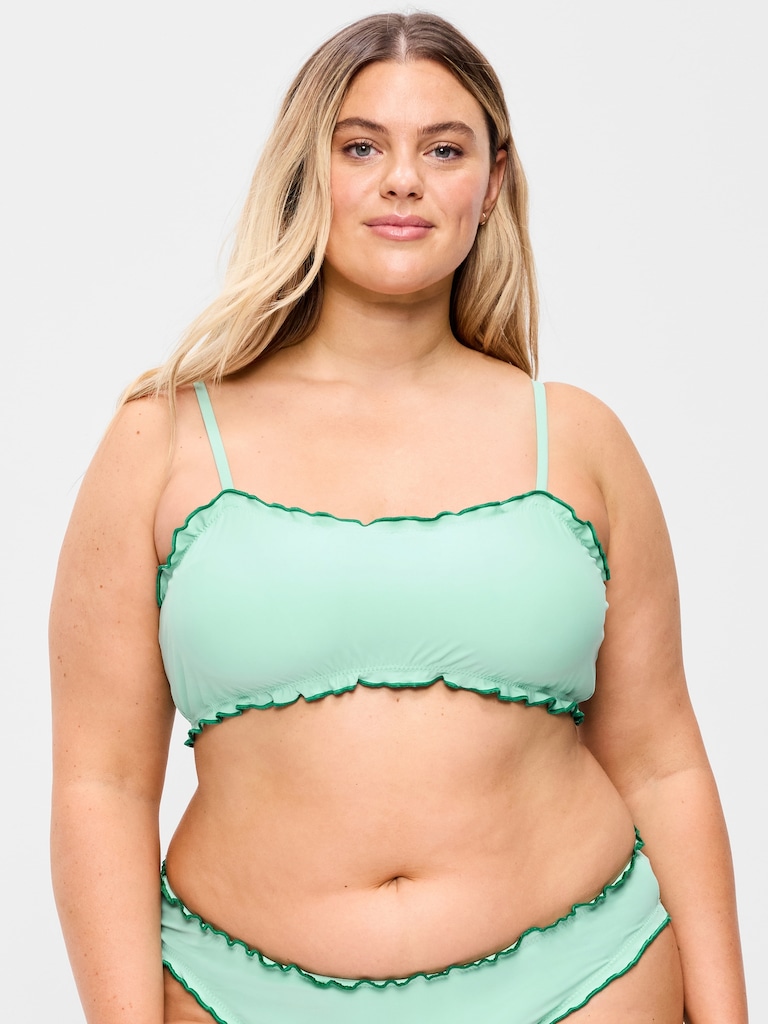 Scoop-Neck Ruffle Swim Top