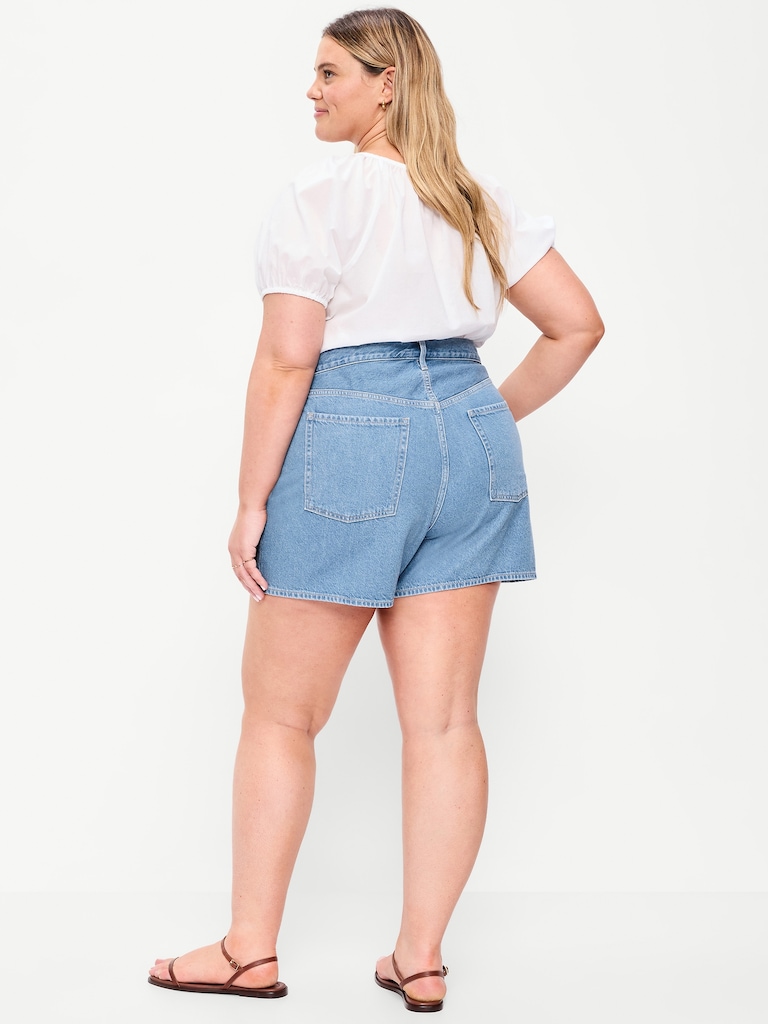 High-Waisted Wow Baggy Jean Shorts -- 5-inch inseam