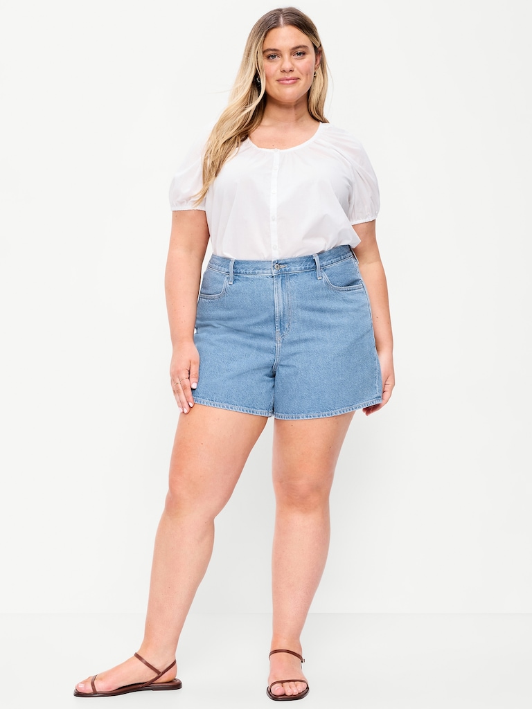 High-Waisted Wow Baggy Jean Shorts -- 5-inch inseam