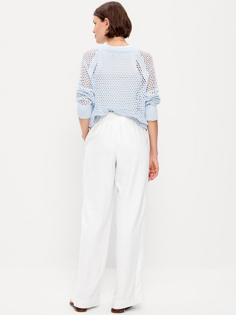 High-Waisted Linen-Blend Wide-Leg Pants