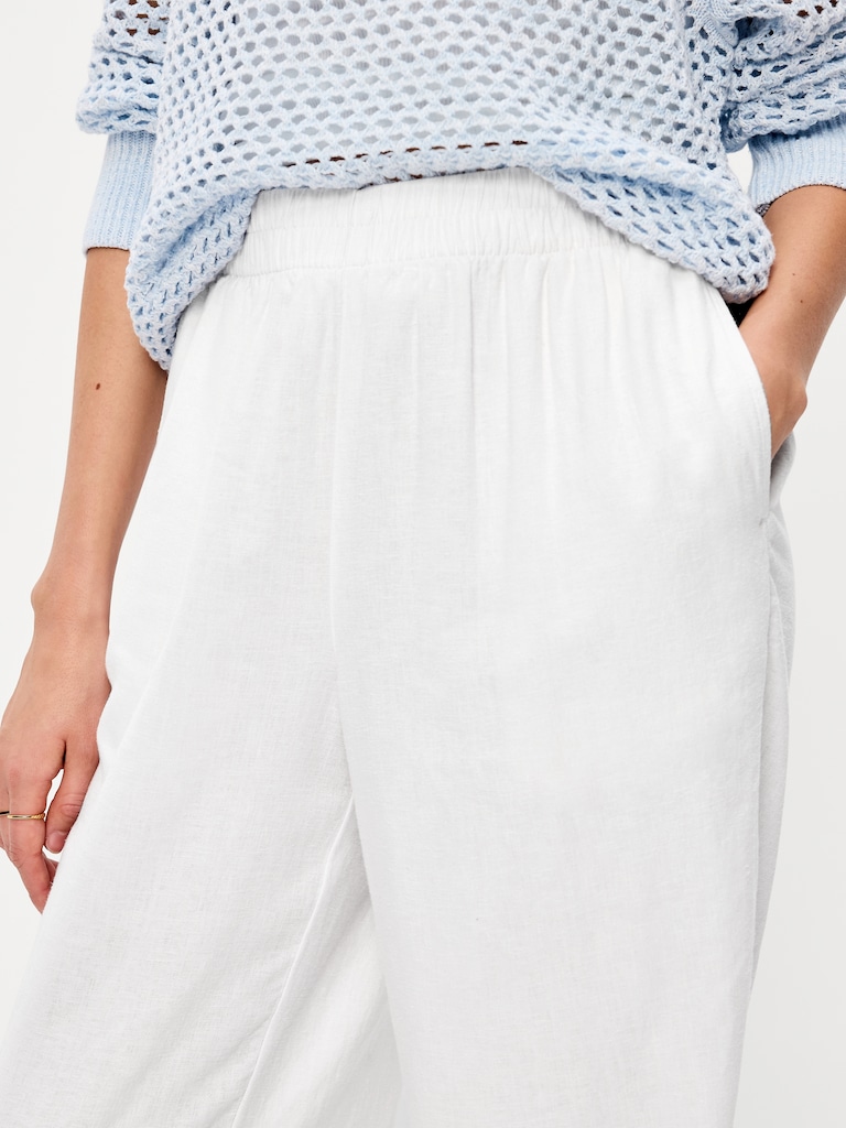 High-Waisted Linen-Blend Wide-Leg Pants