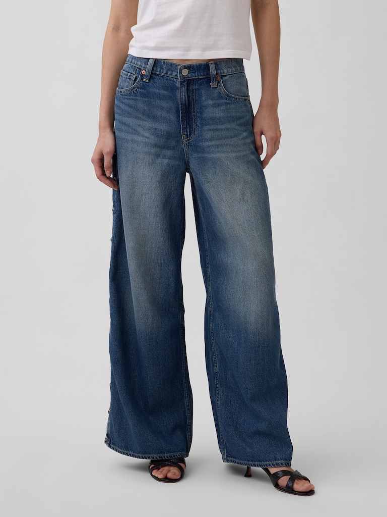 Mid Rise UltraSoft Studded Baggy Jeans