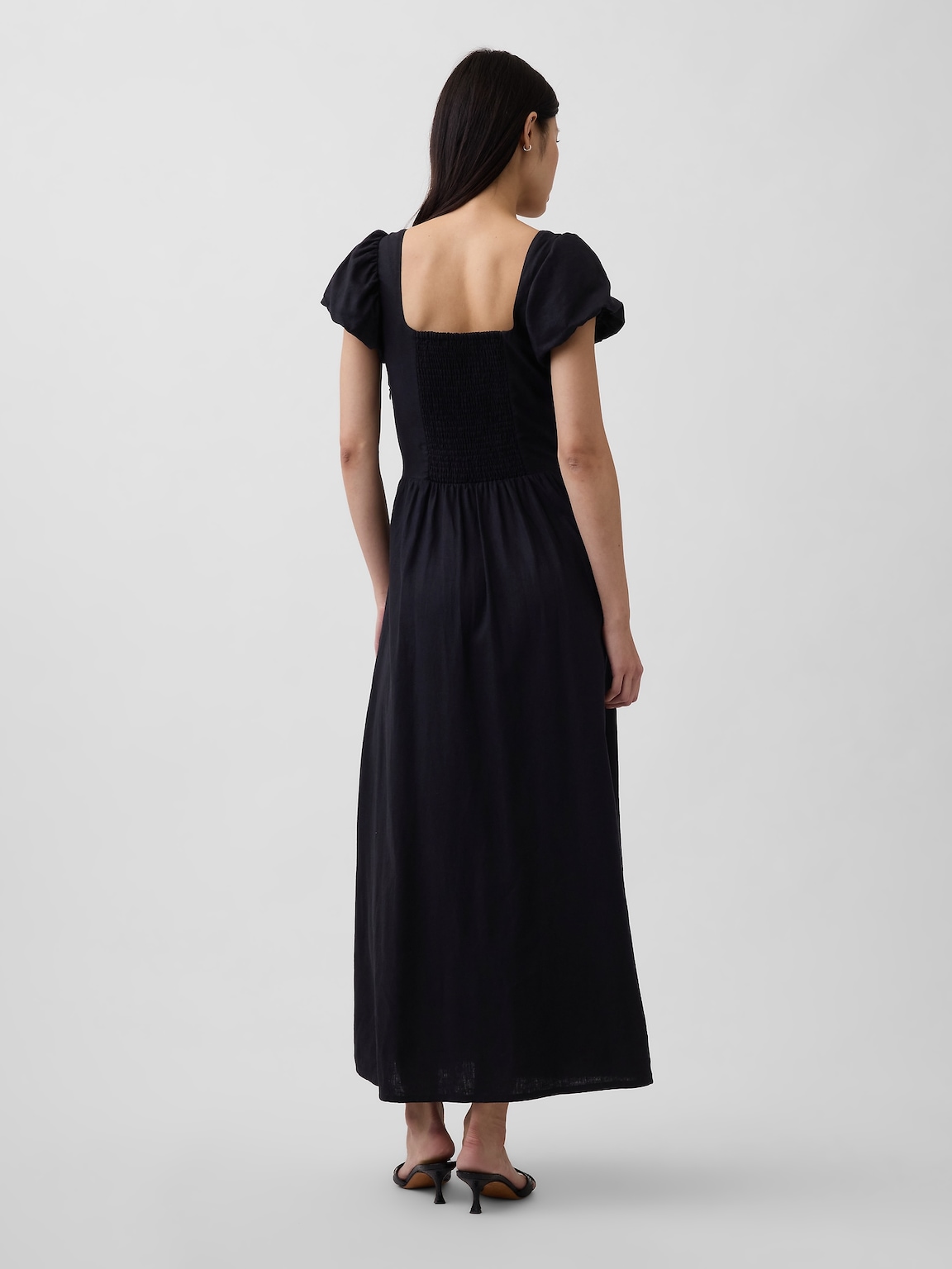 Linen-Blend Drop-Waist Maxi Dress