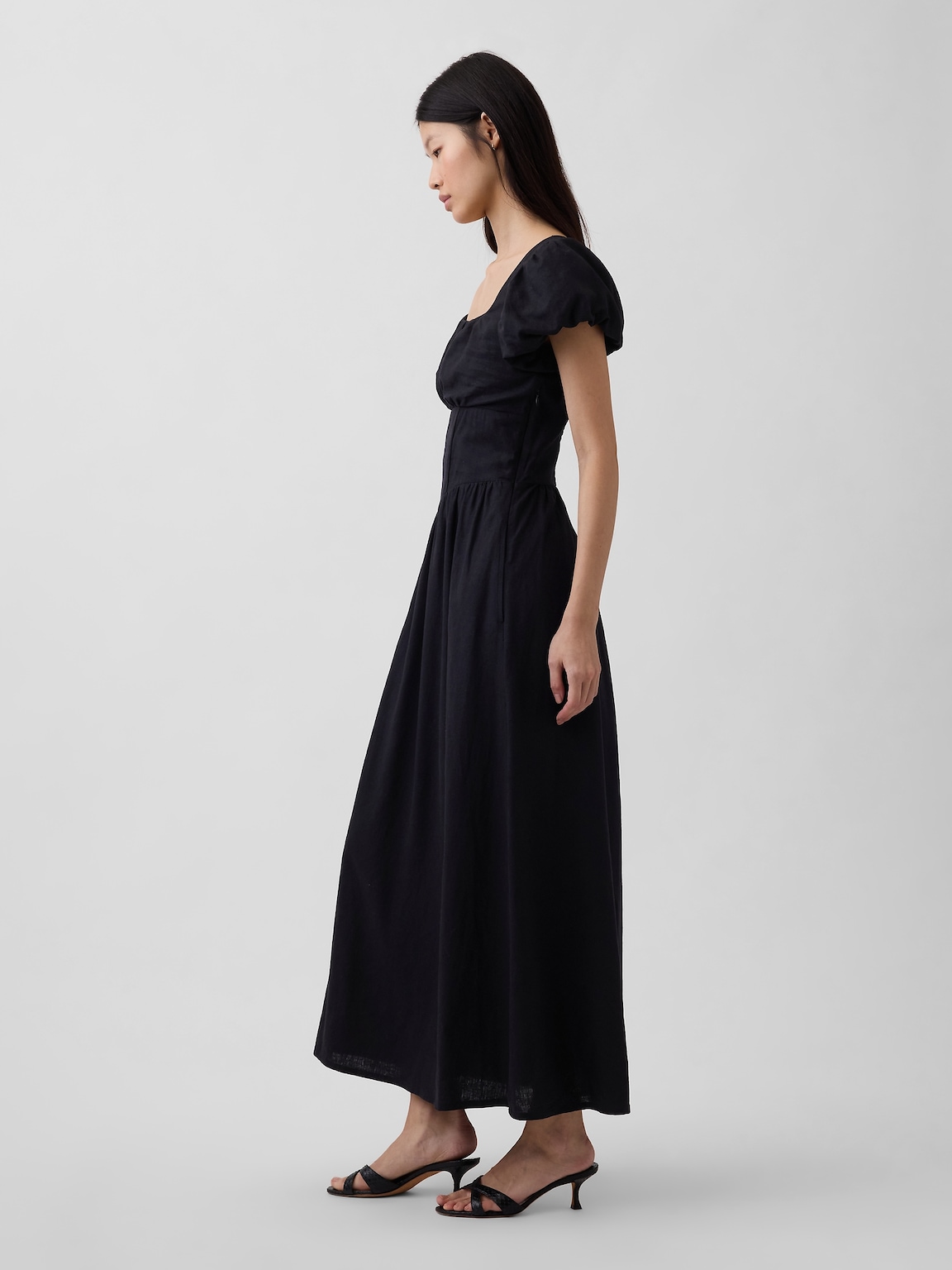 Linen-Blend Drop-Waist Maxi Dress