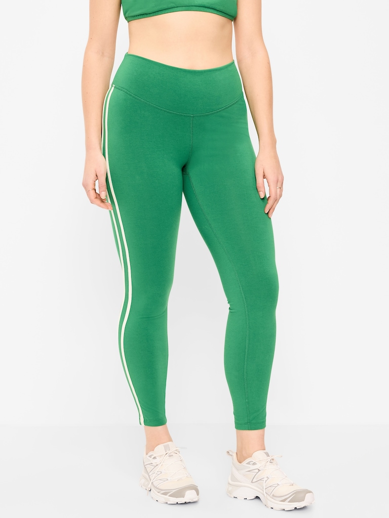 High-Waisted PowerChill Side-Striped 7/8 Cotton Leggings