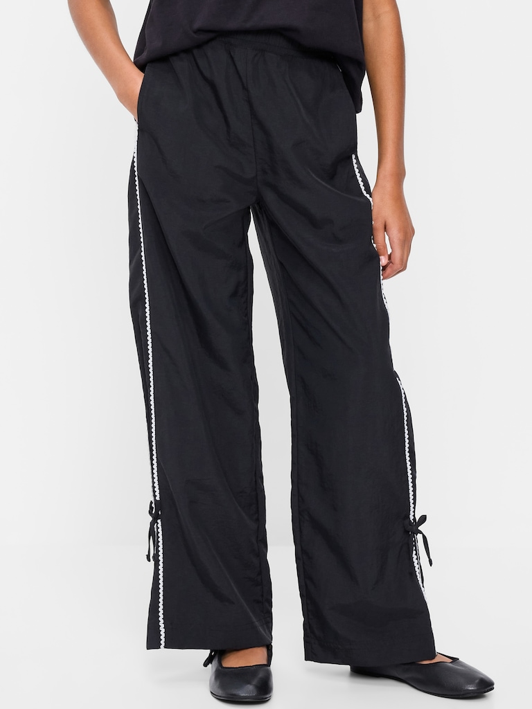 High-Waisted Bow Parachute Pants for Girls
