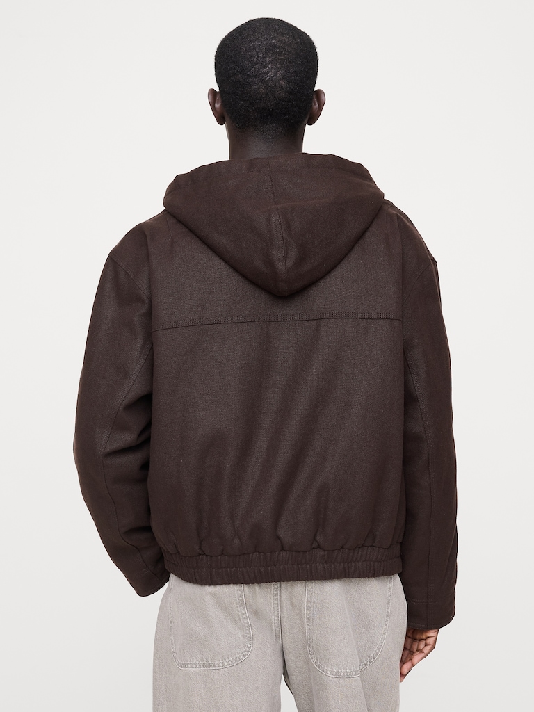 Hemp-Cotton Canvas Insulated Bomber Jacket