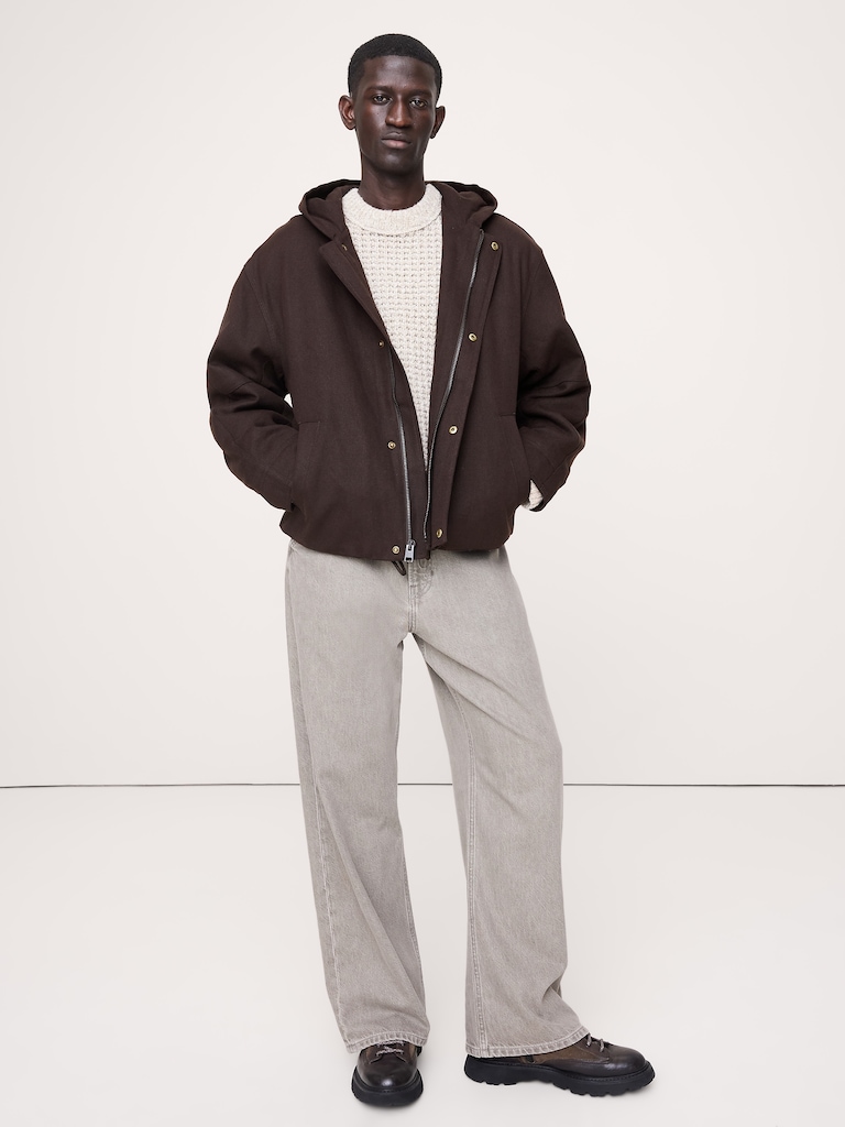 Hemp-Cotton Canvas Insulated Bomber Jacket