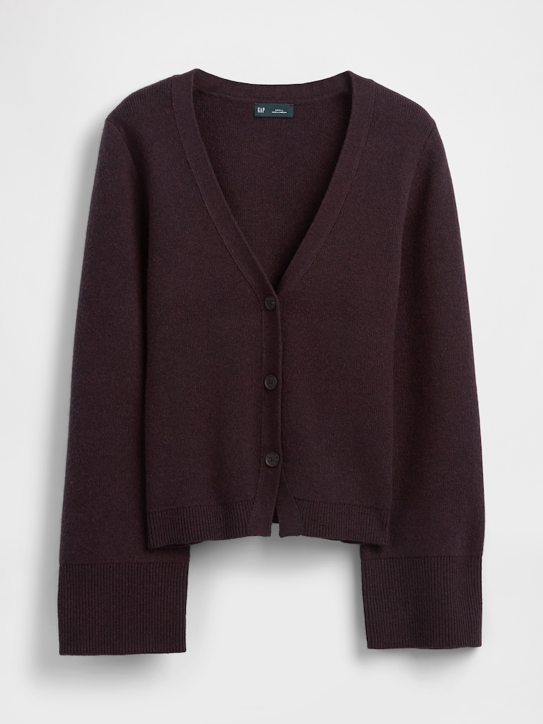 Cotton-Blend Relaxed V-Neck Cardigan Sweater