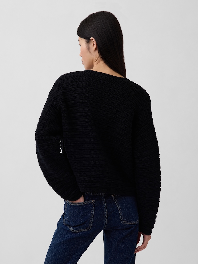 100% Cotton Textured Sweater Jacket