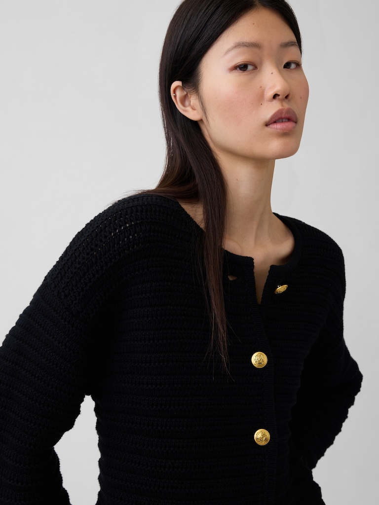 100% Cotton Textured Sweater Jacket