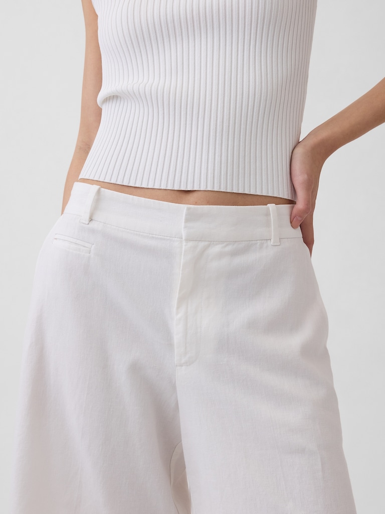 9" Low Rise Linen-Blend Trouser Shorts