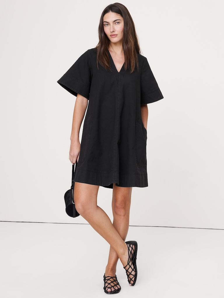Cotton Canvas Mini Dress