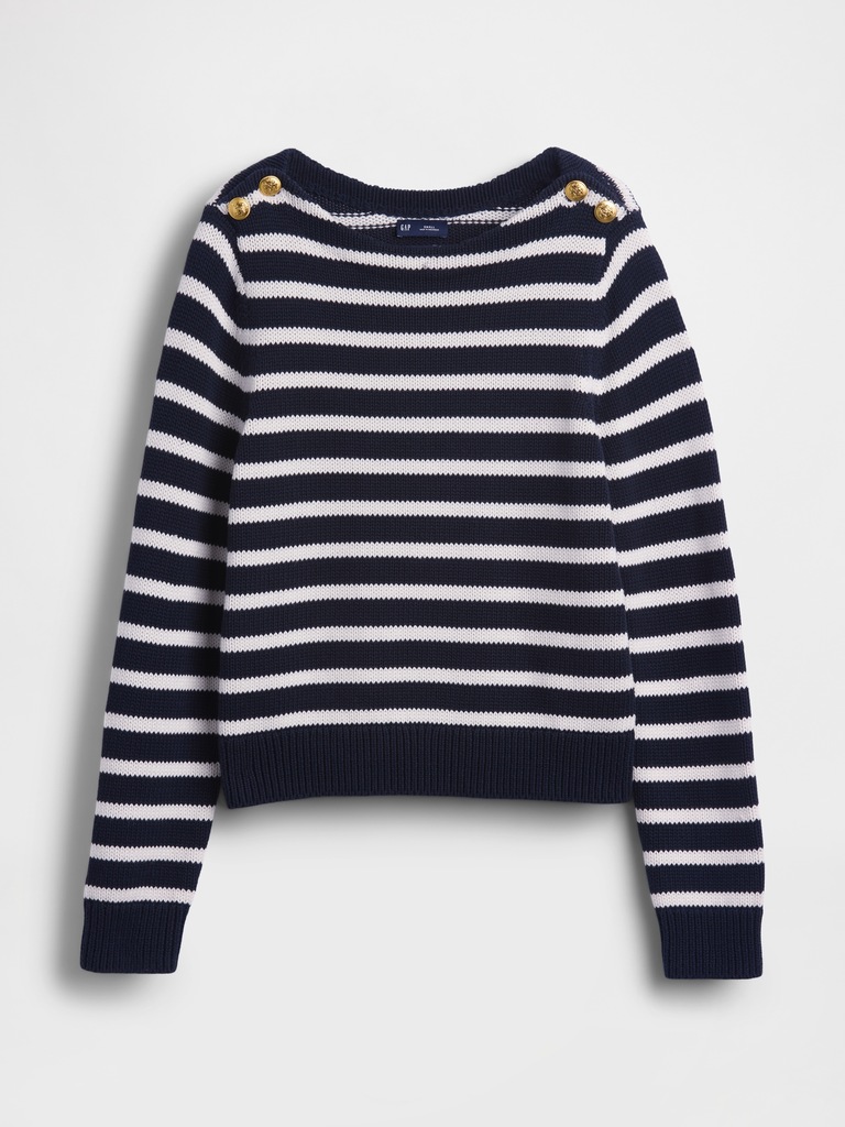 100% Cotton Relaxed Boatneck Sweater