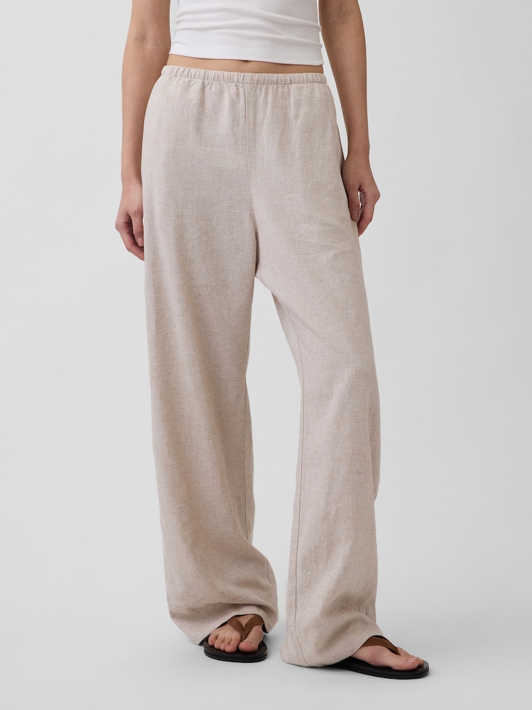 Linen-Blend Relaxed Wide-Leg Pants
