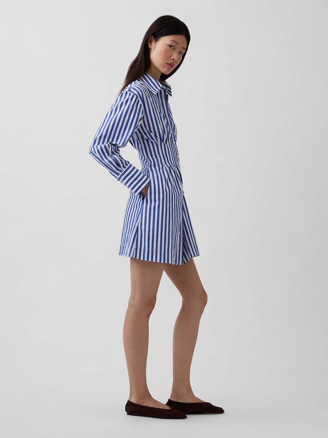 Pleated Mini Shirtdress