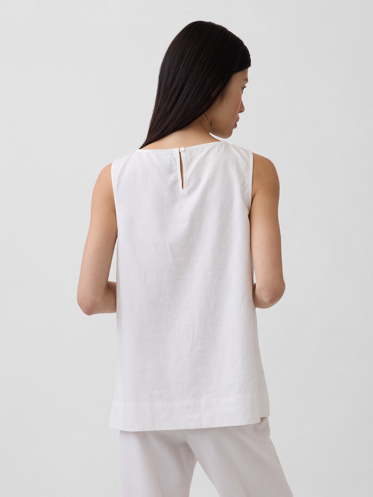 Linen-Blend Shell Tank Top