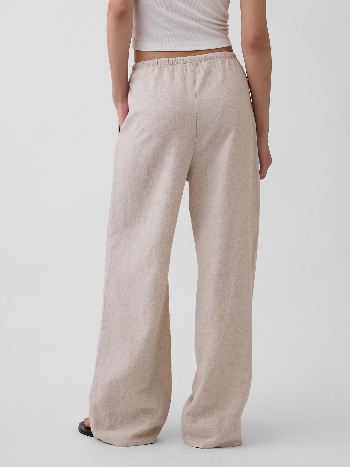 Linen-Blend Easy Wide-Leg Pants
