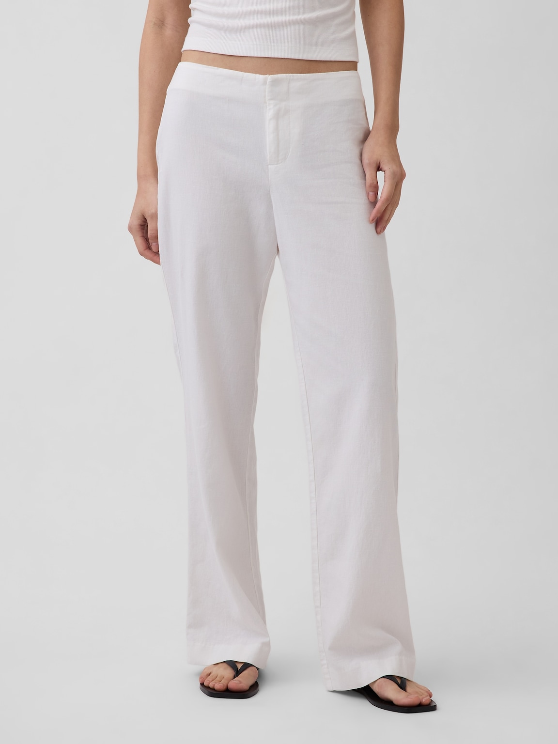 Low Rise Linen-Blend Flare Pants