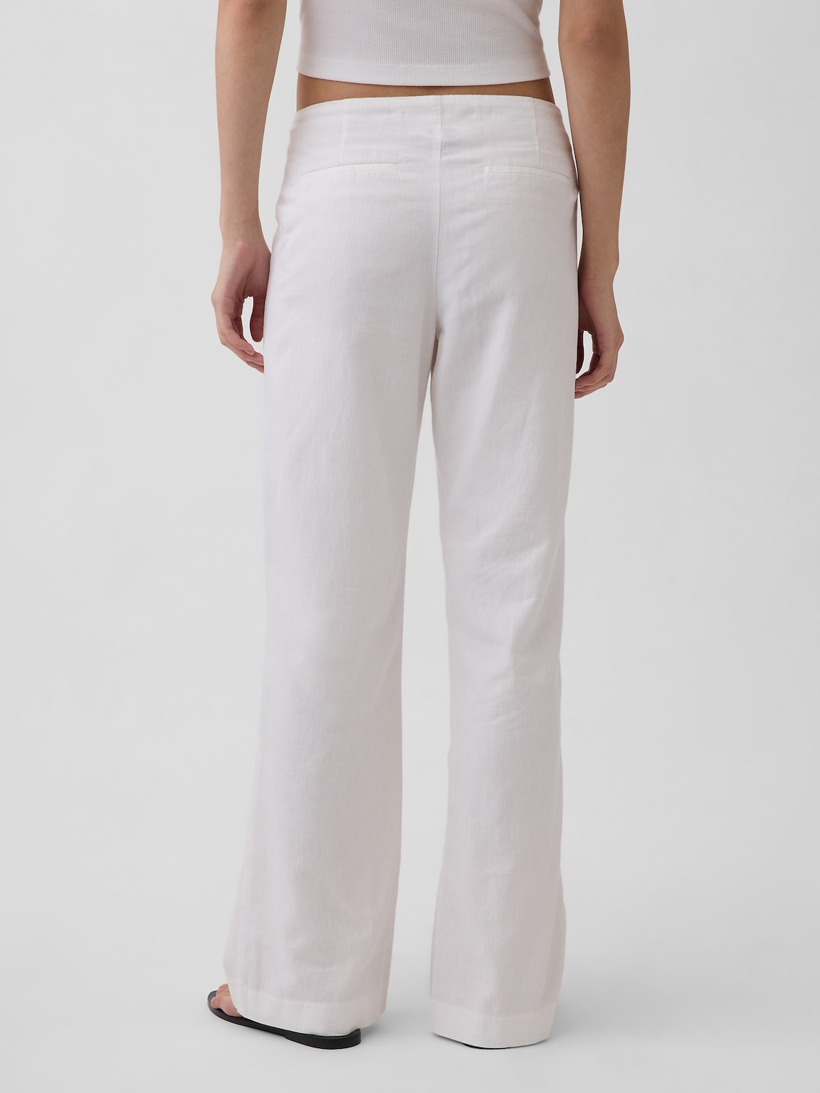 Low Rise Linen-Blend Flare Pants