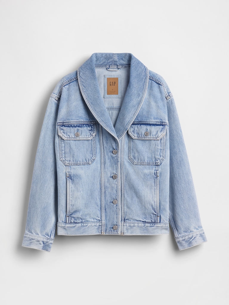 Denim Oversized Shawl Denim Jacket