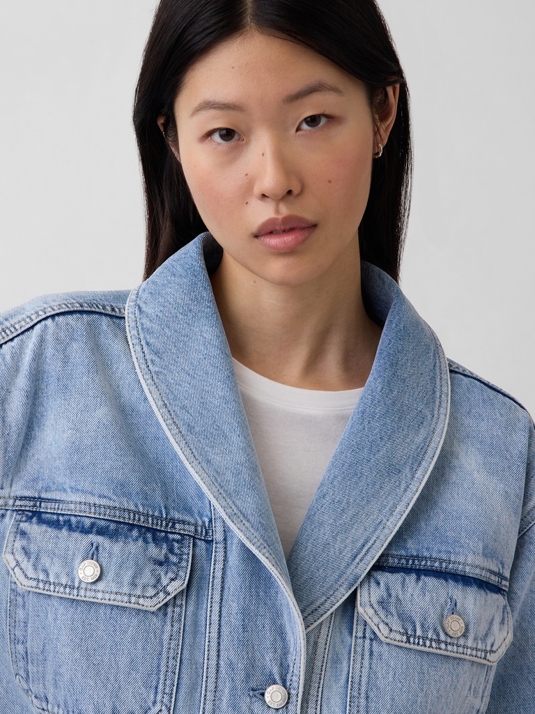 Denim Oversized Shawl Denim Jacket