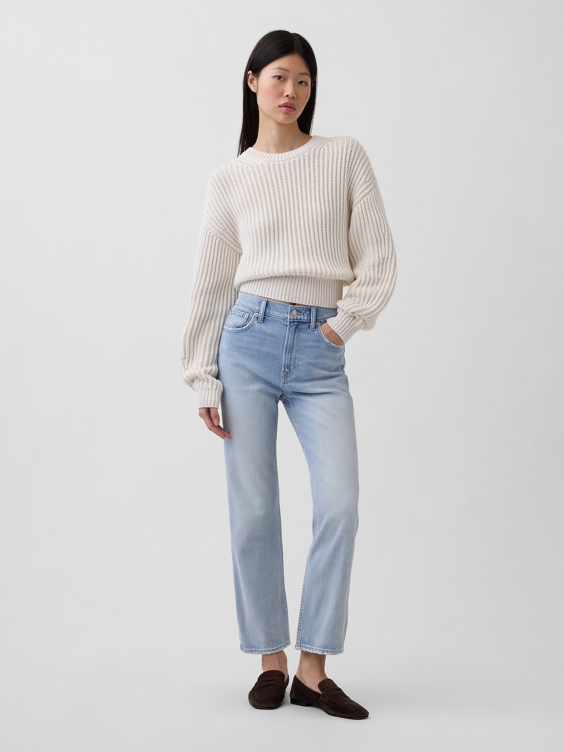 High Rise ’90s Slim Straight Crop Jeans