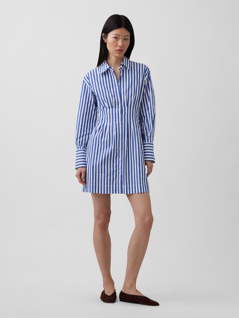 Pleated Mini Shirtdress