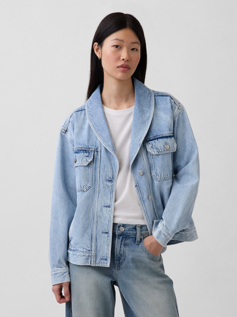 Denim Oversized Shawl Denim Jacket