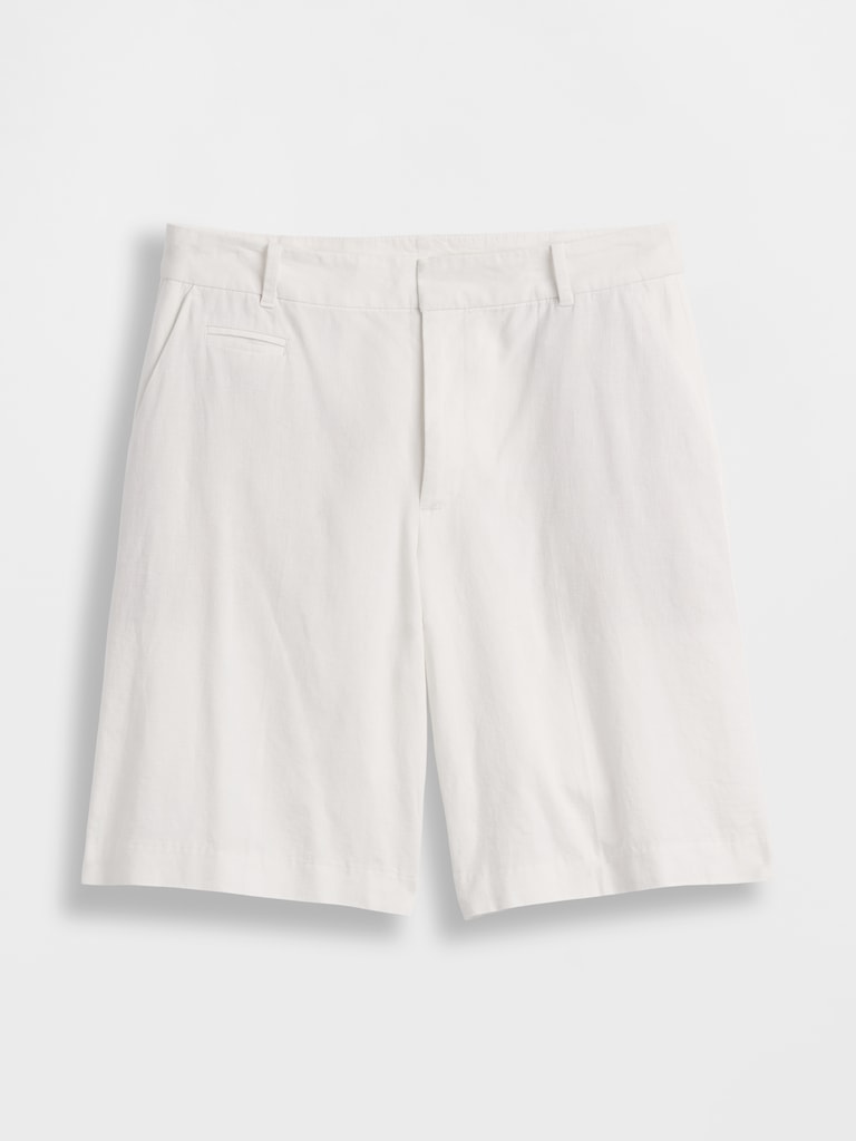 9" Low Rise Linen-Blend Trouser Shorts