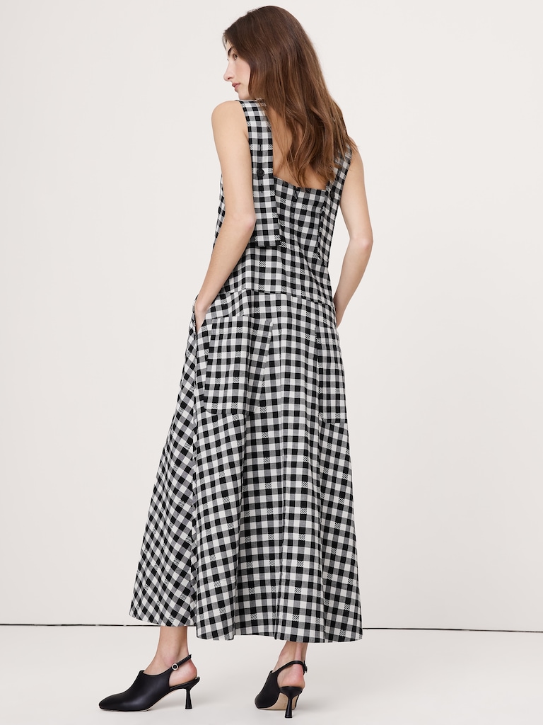Square-Neck Apron Maxi Dress
