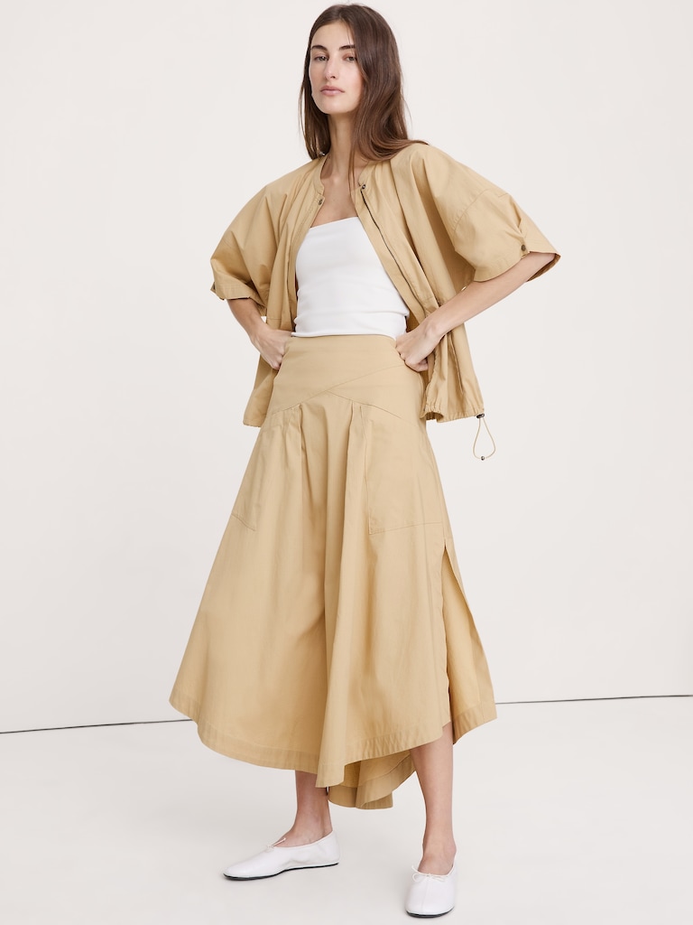 Stretch-Cotton Puff-Sleeve Top