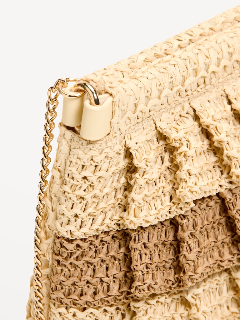Ruffled Raffia Shoulder Bag
