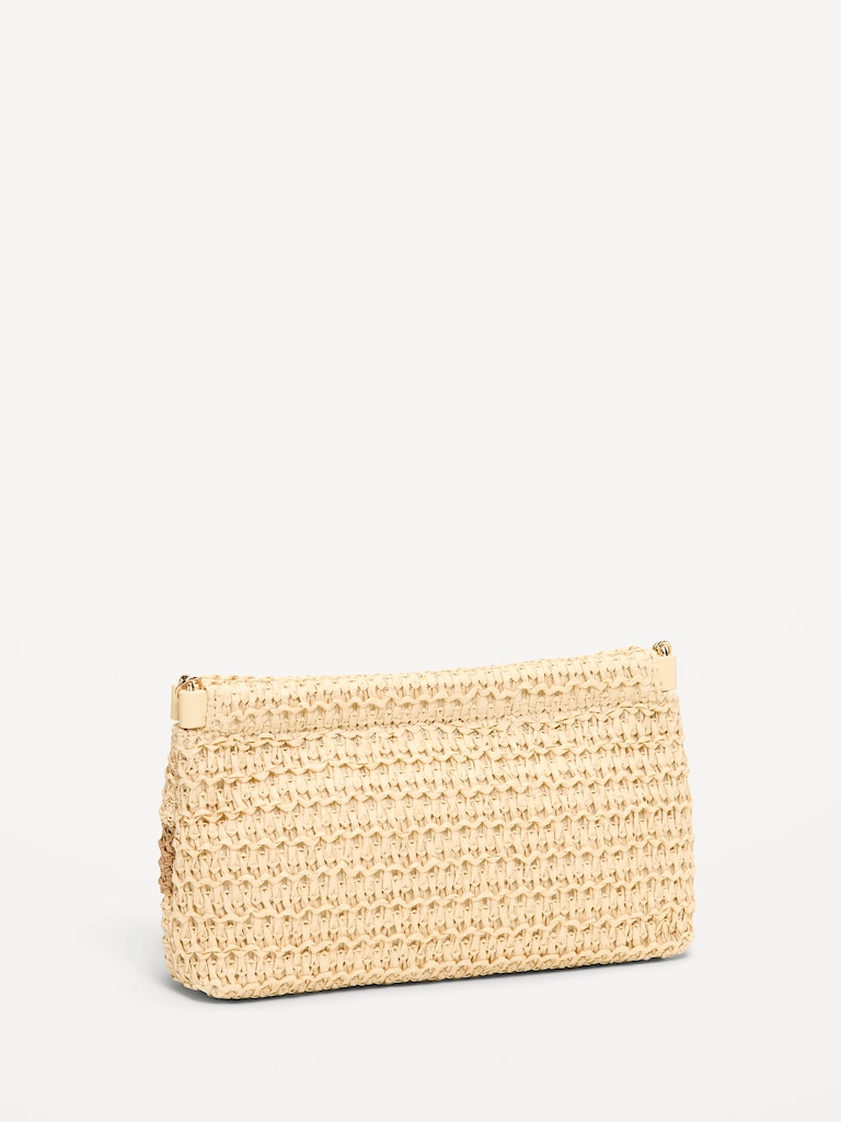 Ruffled Raffia Shoulder Bag