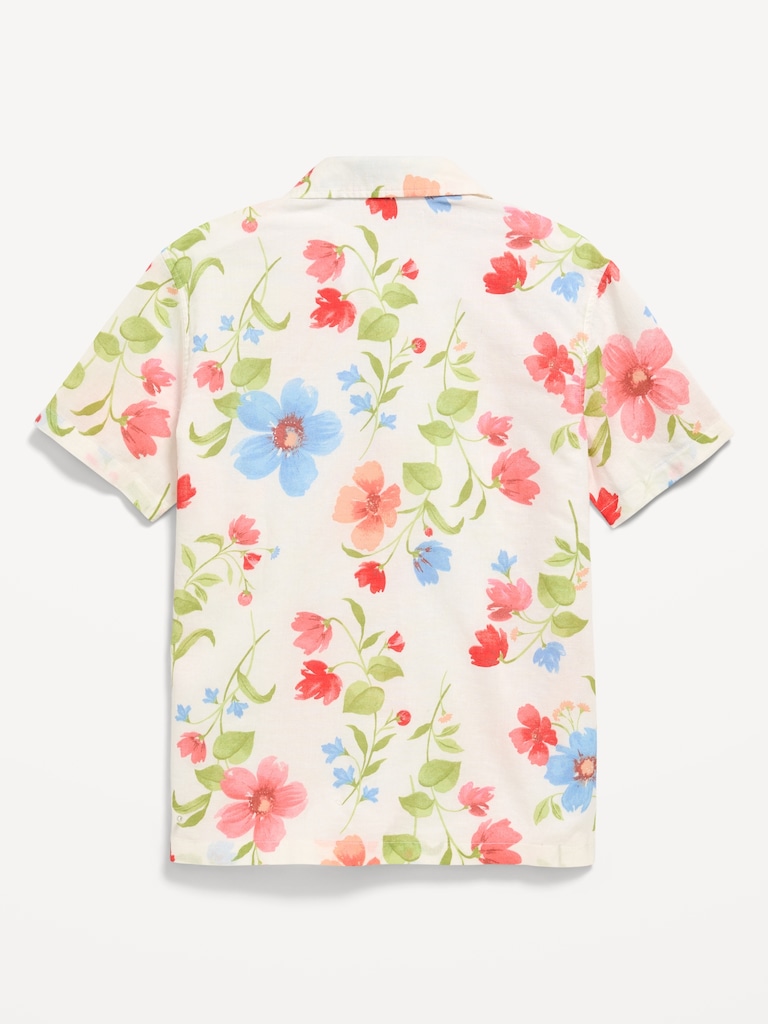 Printed Short-Sleeve Linen-Blend Shirt for Boys