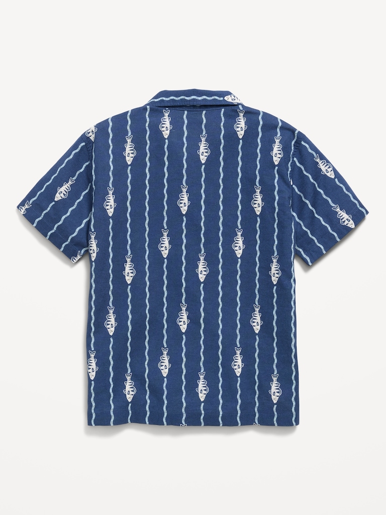 Printed Short-Sleeve Linen-Blend Shirt for Boys