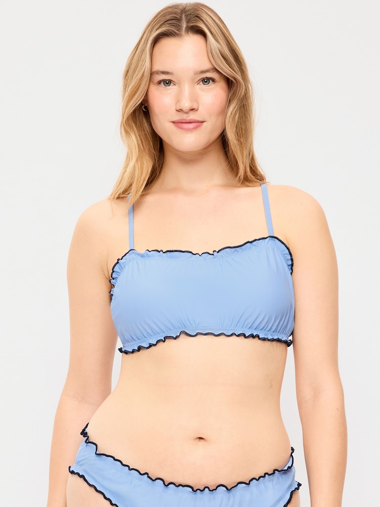 Scoop-Neck Ruffle Swim Top