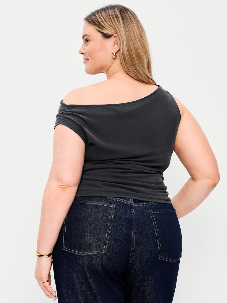 Slit-Neck Ruched Top