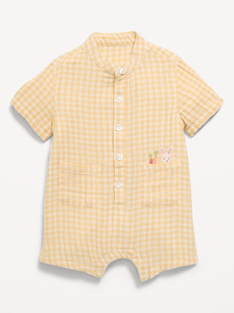 Short-Sleeve Double-Weave One-Piece for Baby