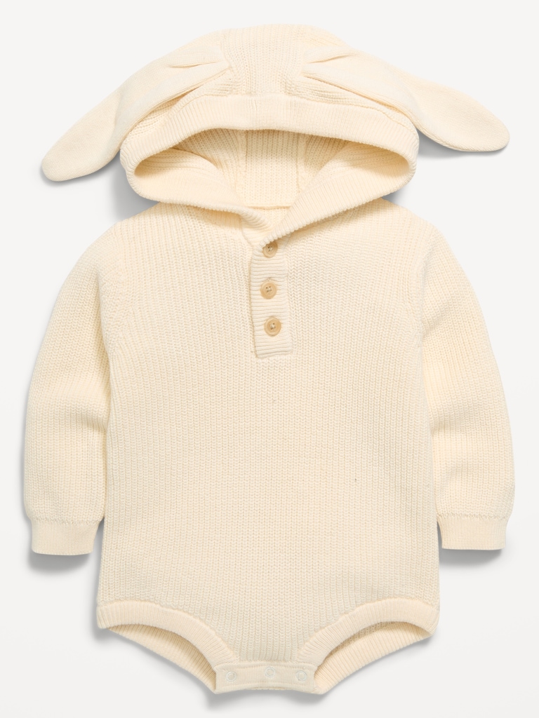 Critter Hooded Sweater-Knit One-Piece for Baby