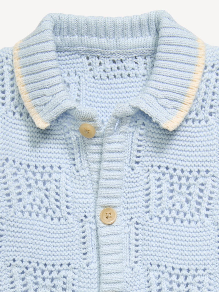 Short-Sleeve Sweater-Knit One-Piece Romper for Baby