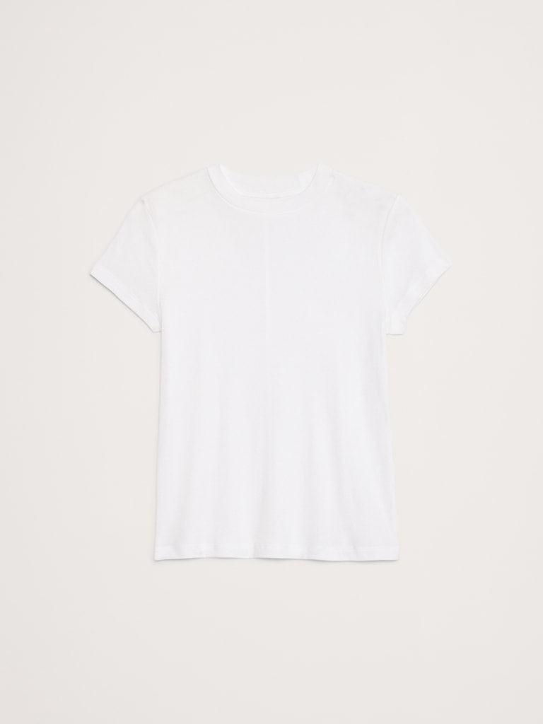 Baby Rib Cotton Mock-Neck T-Shirt