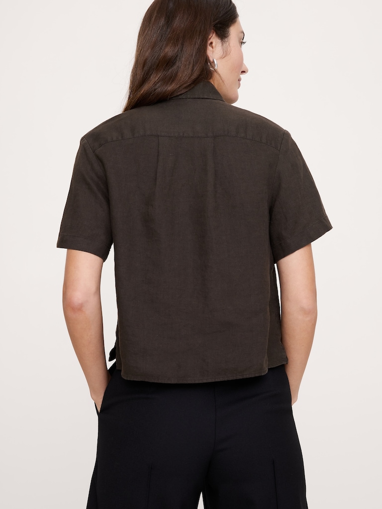 Boxy Linen Cropped Shirt