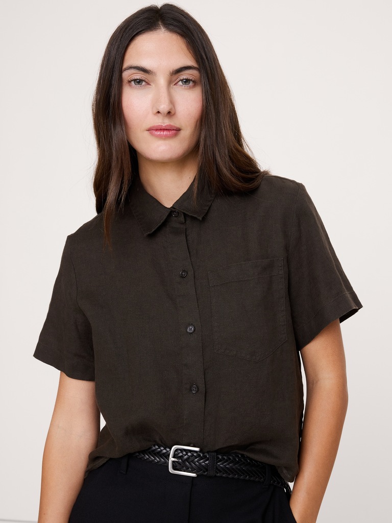 Boxy Linen Cropped Shirt