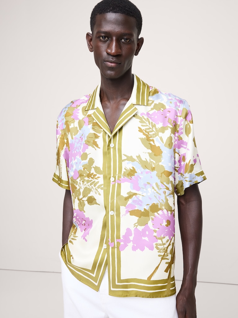 Standard-Fit Silk Resort Shirt